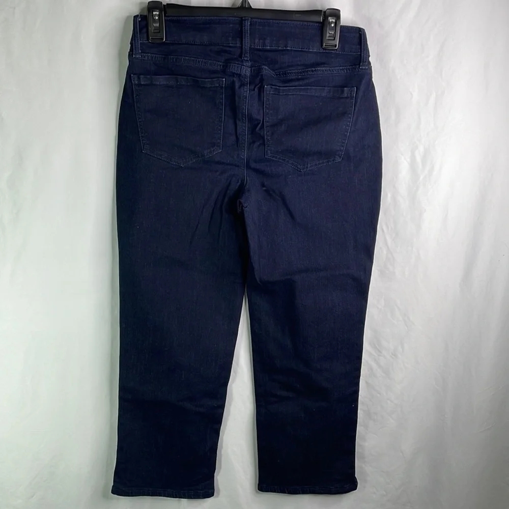 NYDJ dark denim cropped jeans.